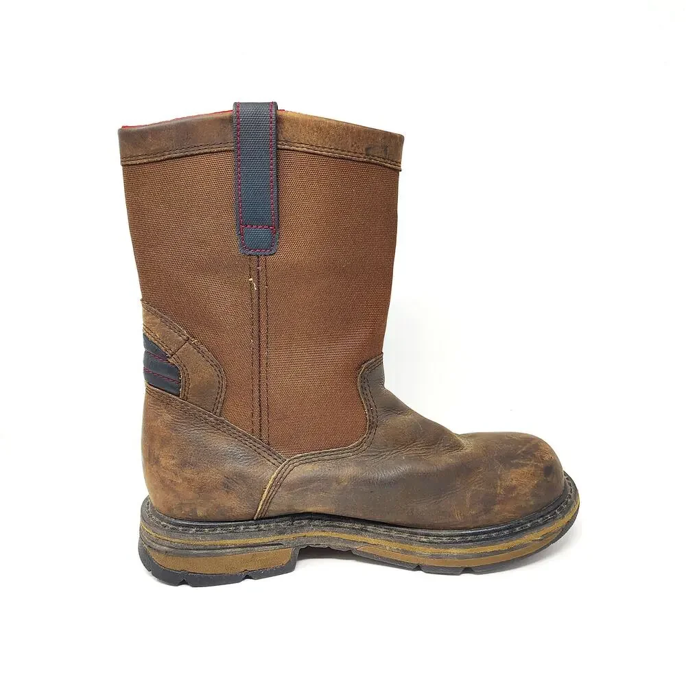 ROCKY Mens 9 Boots Work Pull On Composite Toe Waterproof Brown Leather